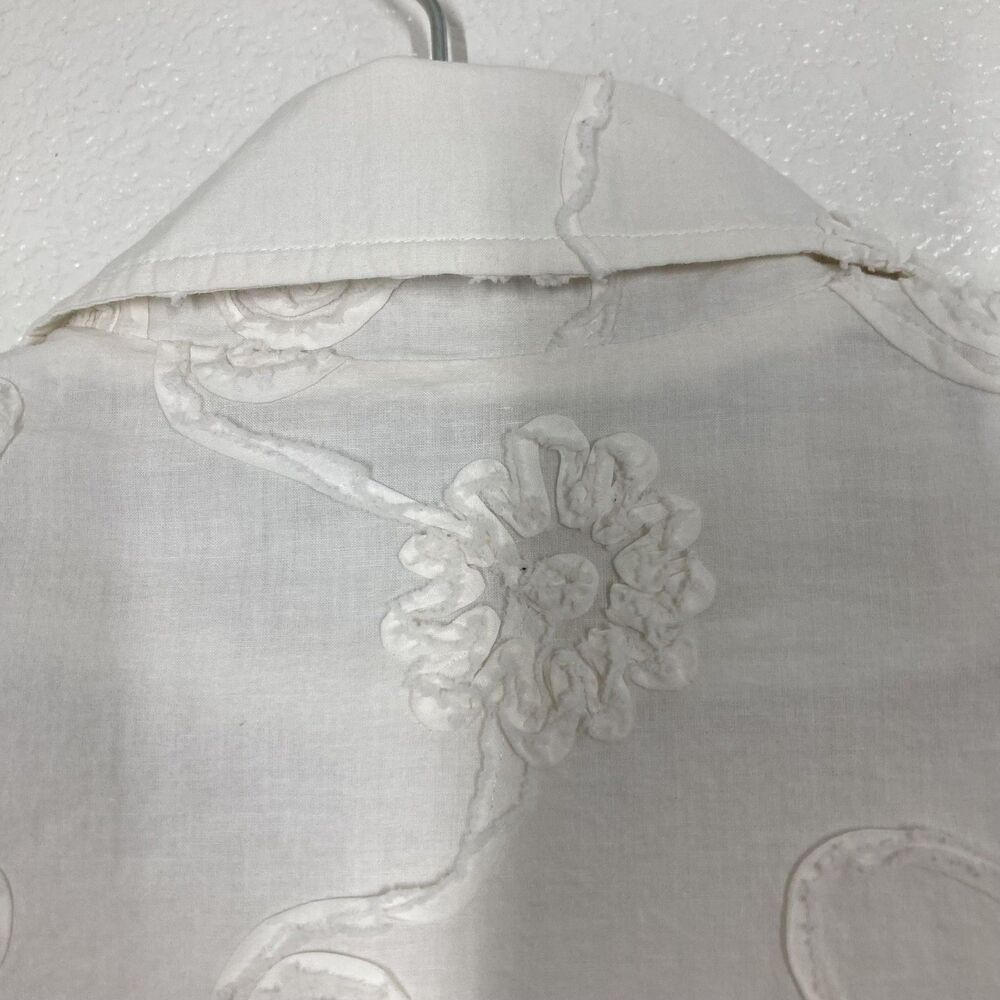 SIMONTON Says Jacket Womens Small White Cotton Floral Embroidered Boho Textured - Picture 11 of 16